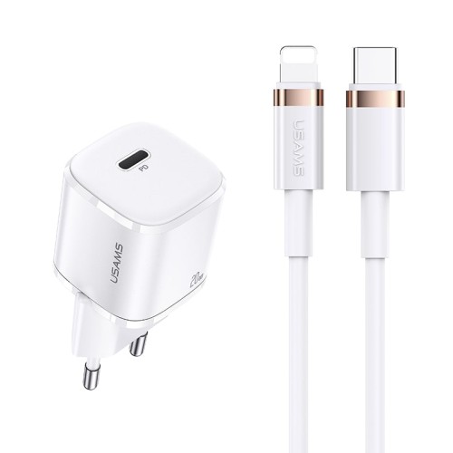 Адаптер мережевий USAMS T36 Type-C to Lightning cable XFK Super Cube Series CC124 |1Type-C, 20W, PD| white