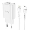 Адаптер мережевий HOCO Type-C to Lightning cable Smart N14 |Type-C, PD, 20W| (Safety Certified) white