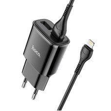 Адаптер мережевий HOCO Lightning Cable Star round dual port charger set C88A |2USB, 2.4A| black
