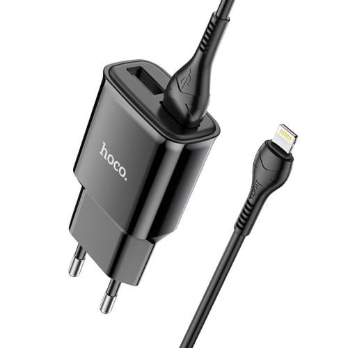 Адаптер мережевий HOCO Lightning Cable Star round dual port charger set C88A |2USB, 2.4A| black