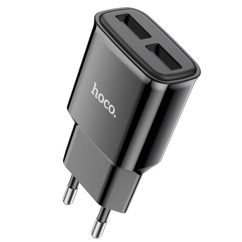 Адаптер мережевий HOCO Star round dual port charger C88A |2USB, 2.4A| black