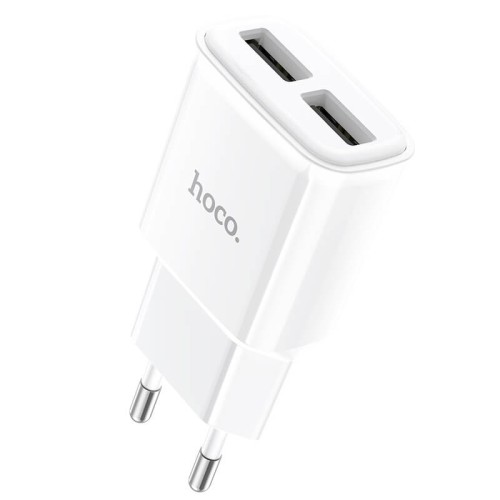 Адаптер мережевий HOCO Star round dual port charger C88A |2USB, 2.4A| white
