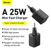 Адаптер мережевий BASEUS Type-C to Type-C cable Super Si Quick Charger |1Type-C, 3A/25W, PD/QC| (TZCCSUP-L02) black