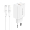 Адаптер мережевий BOROFONE Type-C to Lightning cable Easy Speed single port charger BA57A |Type-C, 20W/3A, PD/QC| white