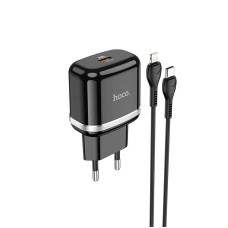 Адаптер мережевий HOCO Type-C to Lightning Cable Victorious single port charger set N24 |1Type-C, 20W/3A, PD/QC| black