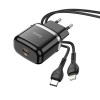 Адаптер мережевий HOCO Type-C to Lightning Cable Victorious single port charger set N24 |1Type-C, 20W/3A, PD/QC| white