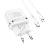 Адаптер мережевий HOCO Type-C to Lightning Cable Victorious single port charger set N24 |1Type-C, 20W/3A, PD/QC| white