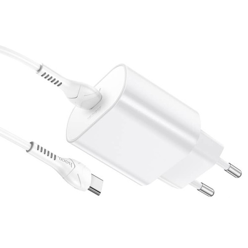 Адаптер мережевий HOCO Type-C to Type-C Cable Jetta charger set N22 |Type-C, 25W/3A, PD| white