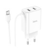 Адаптер мережевий HOCO Micro USB Cable Courser dual-port charger C103A |2USB, 2.1A| white