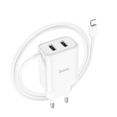 Адаптер мережевий HOCO Lightning Cable Courser dual-port charger C103A |2USB, 2.1A| white