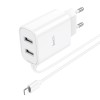 Адаптер мережевий HOCO Lightning Cable Courser dual-port charger C103A |2USB, 2.1A| white