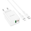 Адаптер мережевий BOROFONE Type-C to Lightning Cable Resource charger BA69A |1USB/1Type-C, 20W/3A, PD/QC| white