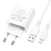 Адаптер мережевий BOROFONE Micro USB Cable Aspirer single port charger set BA74A |1USB, 2.1A| white