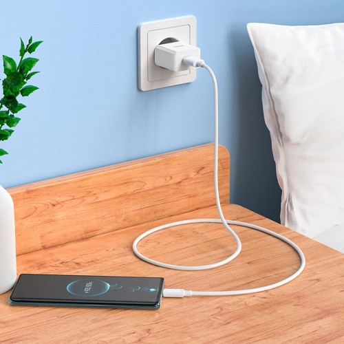 Адаптер мережевий HOCO Type-C Cable Leisure single port charger C106A |1USB, 10.5W/2.1A| white