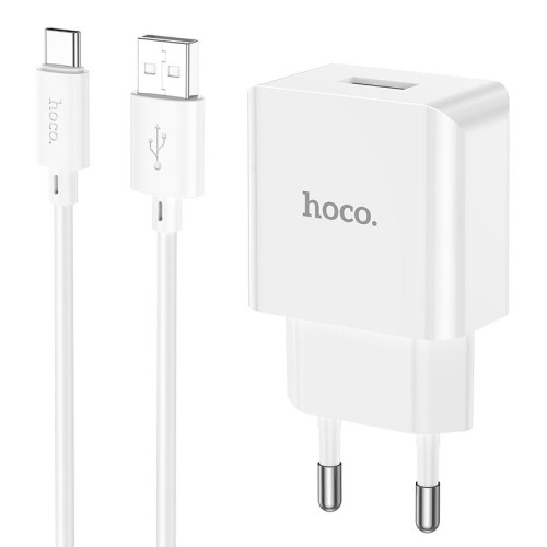 Адаптер мережевий HOCO Type-C Cable Leisure single port charger C106A |1USB, 10.5W/2.1A| white