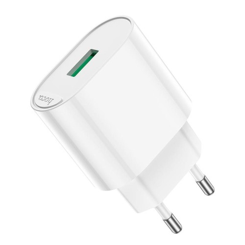 Адаптер мережевий HOCO Fighter single port charger C109A |1USB, 18W/3A, QC| white