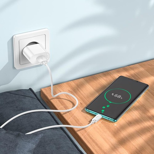 Адаптер мережевий HOCO Type-C Cable Fighter single port charger C109A |1USB, 18W/3A, QC| white