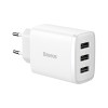 Адаптер мережевий Baseus Compact  Charger 3U 17W EU |3USB, QC, 3.4A|  (CCXJ020102) white