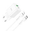 Адаптер мережевий HOCO Type-C to Lightning Cable Founder charger set N28 |1USB/1Type-C, 20W/3A, PD/QC| black
