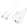 Адаптер мережевий HOCO Type-C to Type-C Cable Lucky dual-port  charger set C111A |1USB/1Type-C, 30W/3A, PD/QC| white