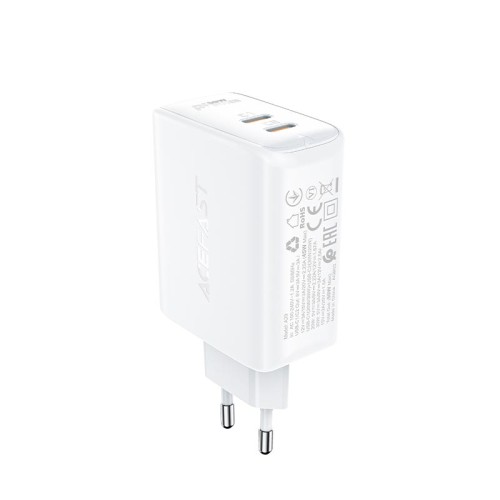 Адаптер мережевий ACEFAST GaN A29 |2Type-C, 50W/3A, PD/QC| white