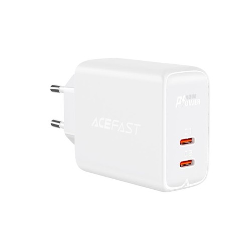 Адаптер мережевий ACEFAST A9 |2Type-C, 40W/3A, PD/QC| black