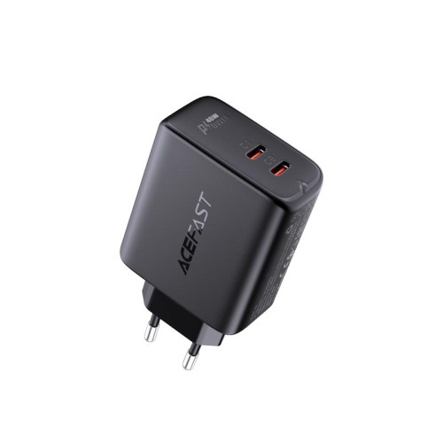Адаптер мережевий ACEFAST A9 |2Type-C, 40W/3A, PD/QC| black