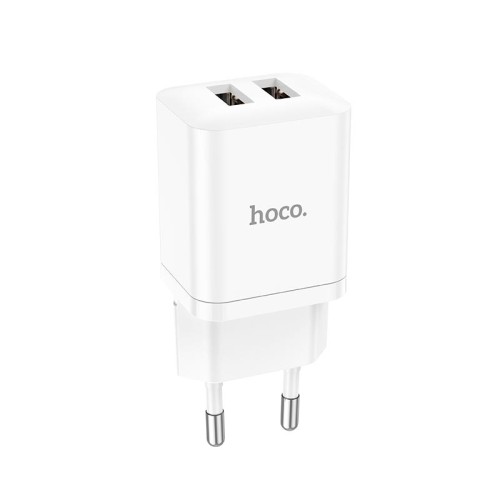 Адаптер мережевий HOCO Maker dual port charger N25 |2USB, 2.1A| white
