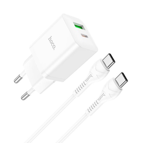 Адаптер мережевий HOCO Type-C to Type-C Cable Founder charger set N28 |1USB/1Type-C, 20W/3A, PD/QC| black