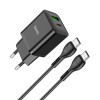 Адаптер мережевий HOCO Type-C to Type-C Cable Founder charger set N28 |1USB/1Type-C, 20W/3A, PD/QC| black