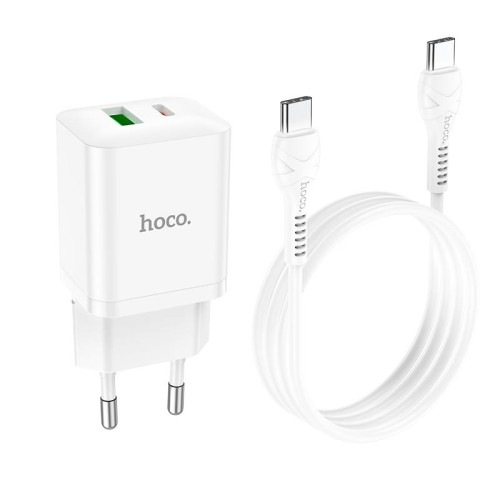 Адаптер мережевий HOCO Type-C to Type-C Cable Founder charger set N28 |1USB/1Type-C, 20W/3A, PD/QC| black