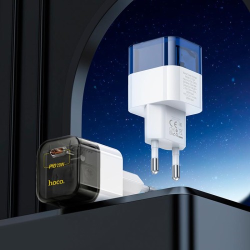 Адаптер мережевий HOCO Transparent tribute single-port C125A |1Type-C, PD/QC, 20W/3A| transparent-black