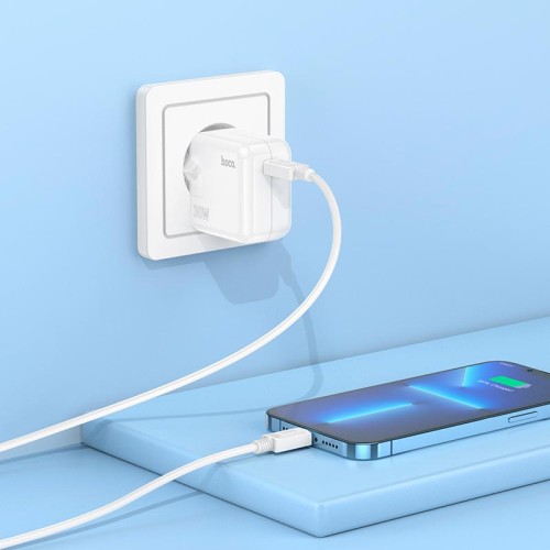 Адаптер мережевий HOCO Advantage single port charger C112A |Type-C, 30W/3A, PD/QC| white