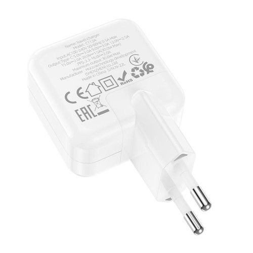Адаптер мережевий HOCO Advantage single port charger C112A |Type-C, 30W/3A, PD/QC| white