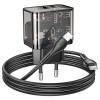 Адаптер мережевий HOCO Type-C to Lightning cable Dazzling dual-port N34 |1USB/1Type-C, 20W/3A, PD/QC| transparent-black