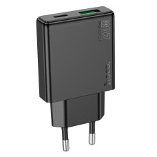 Адаптер мережевий HOCO Delgado dual port charger N38 |1USB/1Type-C, 20W/3A, PD/QC| black