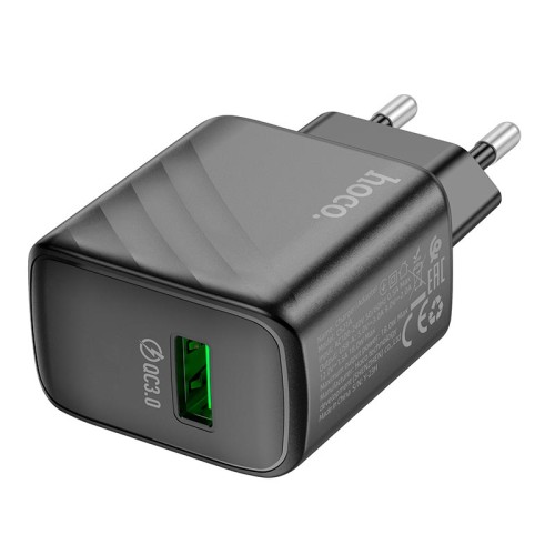 Адаптер мережевий HOCO Rich single port charger CS21A |1USB, 18W/3A, QC| black