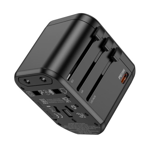 Перехідник для розеток HOCO Walker three-port PD20W universal conversion charger  AC15 |2USB/Type-C| black