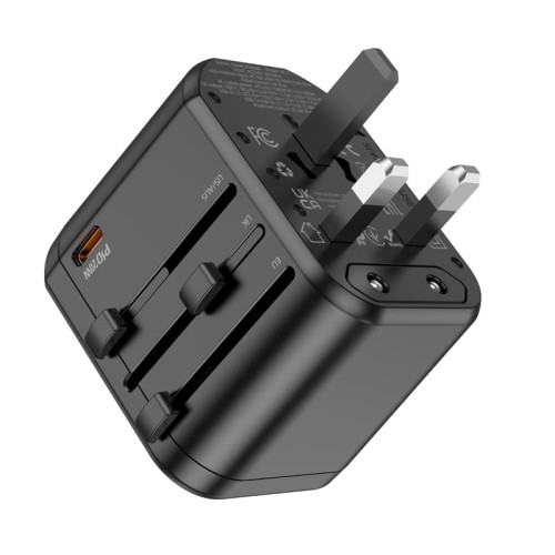 Перехідник для розеток HOCO Walker three-port PD20W universal conversion charger  AC15 |2USB/Type-C| black