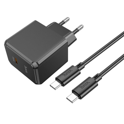 Адаптер мережевий HOCO Type-C to Type-C cable Ocean single port charger CS13A |1type-C, 20W/3A, PD/QC| black