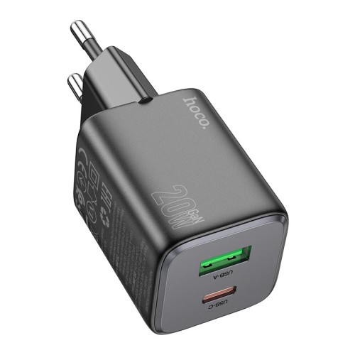 Адаптер мережевий Hoco Almighty charger N41 |1USB/1Type-C, 20W/3A, PD/QC| white