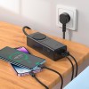 Адаптер мережевий Hoco Sharp desktop socket NS4 |1USB/2Type-C, 65W/3A, PD/QC, 4000W Socket| black