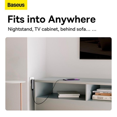 Адаптер мережевий Baseus GaN5 Pro Ultra-Slim Fast Charger C+U 65W (Overseas Edition) (CCGP150113) grey