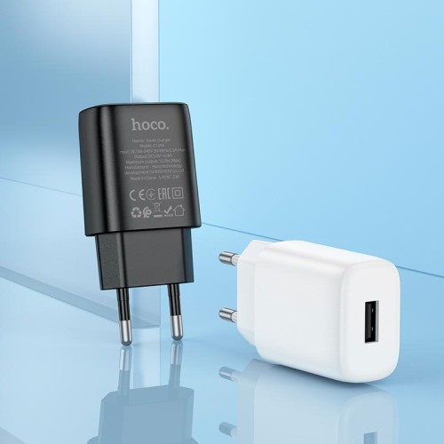 Адаптер мережевий HOCO Type-C Cable Solid single port charger C134A |1USB, 12W/2.4A| black