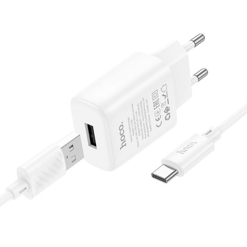 Адаптер мережевий HOCO Type-C Cable Solid single port charger C134A |1USB, 12W/2.4A| black