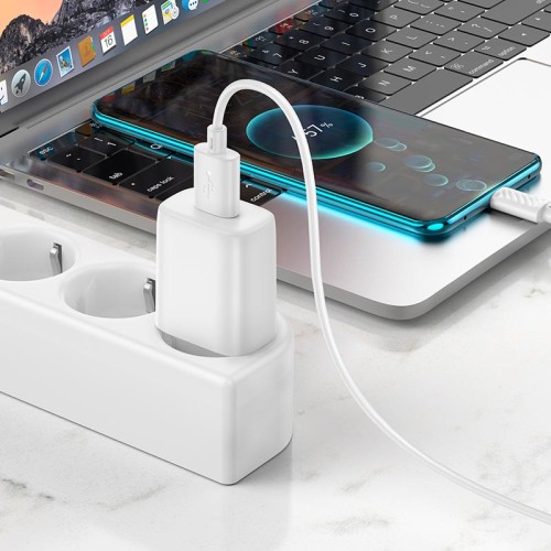 Адаптер мережевий HOCO Type-C Cable Solid single port charger C134A |1USB, 12W/2.4A| white