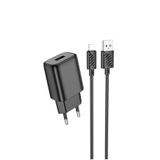 Адаптер мережевий HOCO Lightning Cable Solid single port charger C134A |1USB, 12W/2.4A| black