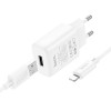 Адаптер мережевий HOCO Lightning Cable Solid single port charger C134A |1USB, 12W/2.4A| white
