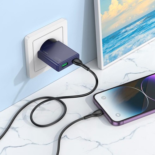 Адаптер мережевий HOCO Biscuit charger N45 |1USB/1Type-C, QC/PD, 30W/3A| white