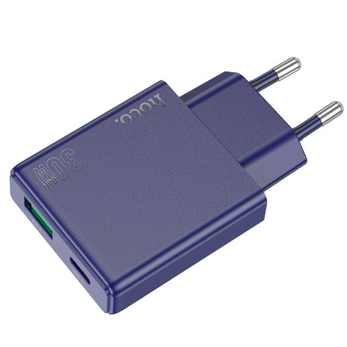 Адаптер мережевий HOCO Biscuit charger N45 |1USB/1Type-C, QC/PD, 30W/3A| white